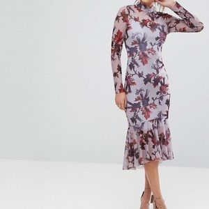Hope & Ivy | Long Sleeve Floral Printed Mesh Dress